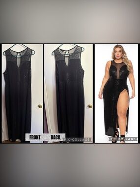 Curvy Sense NWOT 3x sequined black formal dress